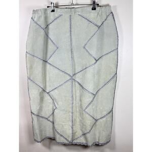 VTG CBO New York Midi Skirt Plus Size Leather Patchwork Skirt Brown 1x Boho